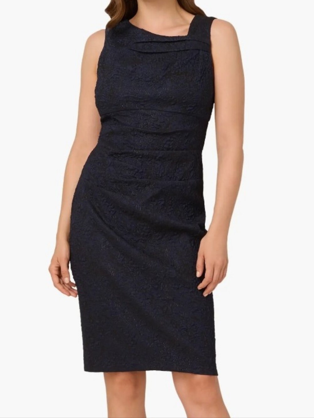 Adrianna Papell Dark Blue Brocade Sheath Dress - Picture 3 of 15